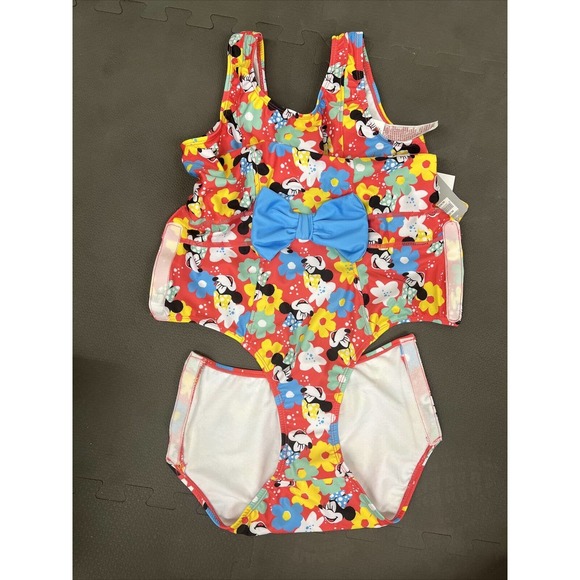 NWT Disney Minnie Mouse Diaper & G-Tube Friendly Adaptive Swimsuit 1pc UPF 50+ - Picture 4 of 11